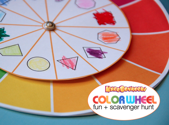 Play with Colors! Kneebouncers Color Wheel Activity + Scavenger Hunt #Preschool #Learning #KneeBouncersPlay